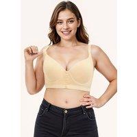 MODISHION Women's Front Button Underwired Push Up Bra in Nude | Size: 34D