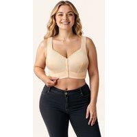 MODISHION Women's Front Button Push Up Bra in Beige | Size: 38E