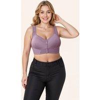 MODISHION Women's Front Button Push Up Bra in Purple | Size: 40C
