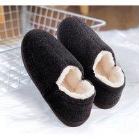 MODISHION Women's Felt Slippers Comfy Warm Winter Indoor Shoes with Elastic Gores in Black | Size: 4.5