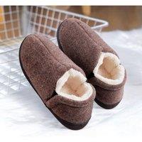 MODISHION Women's Felt Slippers Comfy Warm Winter Indoor Shoes with Elastic Gores in Brown | Size: 5.5