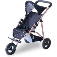 Teamson Kids Women's Jogging Doll Stroller with Canopy, Basket & Harness in Black