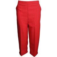 MyShoeStore Women's Elasticated Waist 3/4 Cropped Capri Trousers in Red | Size: 16