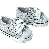 Teamson Kids Women's Sophia's Sequin Canvas Sneakers with Laces for 18" Dolls, Silver