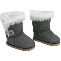 Teamson Kids Women's Sophia's Faux Suede Boots with Faux Fur & Side Button for 18" Dolls, Gray in Grey