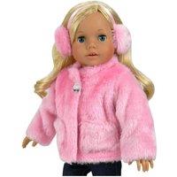 Teamson Kids Women's Sophia's Pink Faux Fur Coat & Earmuff Headband Set for 18" Dolls, Pink
