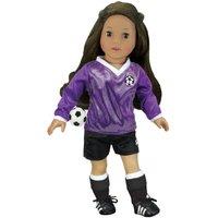 Teamson Kids Women's Sophia's Purple Long-Sleeved V-Neck Jersey, Black Shorts, & Ball for 18" Dolls in Pink