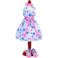Teamson Kids Women's Sophia's Satin Floral Dress & Shoes for 14.5" Dolls, Pink/Blue in Blue