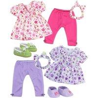 Teamson Kids Women's Sophia's 8-Piece Flower Tunic & Legging Outfits for 15" Baby Dolls, Multi in Purple
