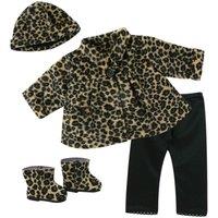 Teamson Kids Women's Sophia's 4-Piece Leopard Print Coat, Hat, & Boots with Black Leggings for 18" Dolls, Multi in Brown