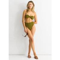 Gini London Women's Olive Textured High Waist Bikini Bottom | Size: 8