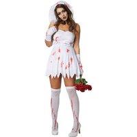 tectake Women's Spooky Bride - Halloween Fancy Dress Costume For Women in White | Size: 2XL
