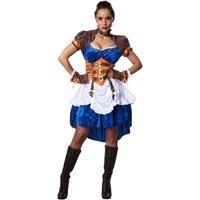 tectake Women's Steampunk Female Adventurer in Blue | Size: 2XL