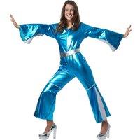 tectake Women's Disco Starlet Costume in Blue | Size: Medium