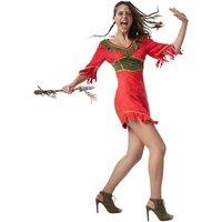 tectake Women's Beautiful Mohican Costume in Red | Size: Large