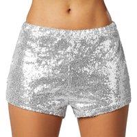 tectake Women's Sequin Shorts in Silver | Size: Medium