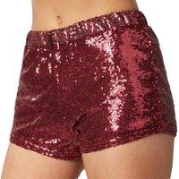 tectake Women's Sequin Shorts in Burgundy | Size: XL