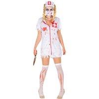 tectake Women's Zombie Nurse Costume in White | Size: XL