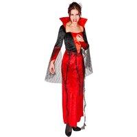 tectake Women's Gothic Vampire Costume | Classic Women Halloween Cape Teeth Dracula Fa in Red | Size: Medium