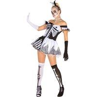 tectake Women's Black-White Skeleton Costume in White | Size: Medium