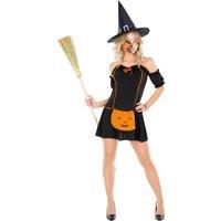 tectake Women's Pumpkin-Witch Costume in Black | Size: XL
