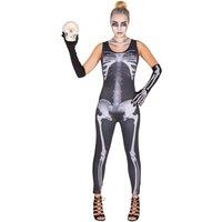 tectake Women's Skeleton Jumpsuit Costume in Black | Size: Large