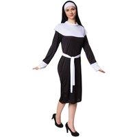 tectake Women's Nun Costume in Black | Size: XL