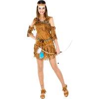 tectake Women's Cheyenne Native American Costume in Brown | Size: 2XL