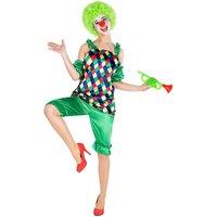 tectake Women's Auguste The Clown Costume in Green | Size: Medium