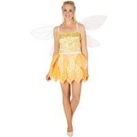 tectake Women's Gold Leaf Fairy Costume in Yellow | Size: 2XL