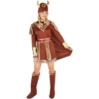 tectake Women's Viking Chiefess Costume in Brown | Size: Small