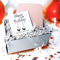 Aye Do Gifts Women's Happy Birthday Earrings & Jewellery Box Gift in Silver