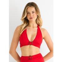 Gini London Women's Red Halter Bikini Top with Ring Detail | Size: 10