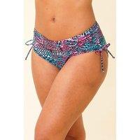Beachcomber Women's Ruched High Leg Bikini Brief in Turquoise | Size: 18