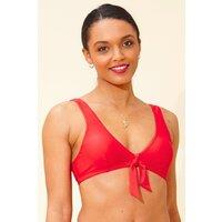 Beachcomber Women's Bow Front Plunge Bikini Top in Red | Size: 16