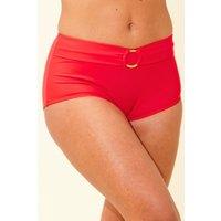 Beachcomber Women's High Waist Ring Detail Bikini Brief in Red | Size: 20