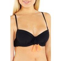 Beachcomber Women's Tie Front Underwired Bikini Top in Black | Size: 18