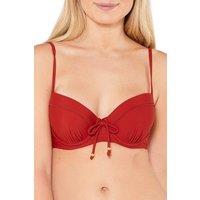 Beachcomber Women's Tie Front Underwired Bikini Top in Burnt Orange | Size: 18