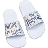 Harry Potter Women's Pearlised Pool Sliders in Metallic Silver | Size: 9