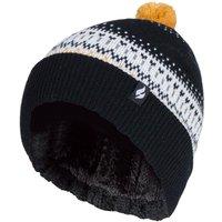 Heat Holders Women's Knitted Beanie Bobble Hat with Small Pom Pom in Black