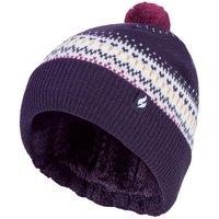 Heat Holders Women's Knitted Beanie Bobble Hat with Small Pom Pom in Purple