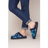 Moshulu Women's 'Carrie' Fluffy Mule Slippers in Navy | Size: 6