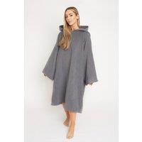 OHS Women's Poncho Oversized Hooded Towel Bath Beach Robe in Charcoal