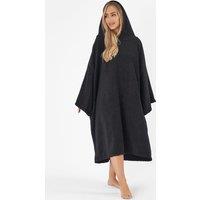 OHS Women's Poncho Oversized Hooded Towel Bath Beach Robe in Black
