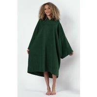 OHS Women's Poncho Oversized Hooded Towel Bath Beach Robe in Dark Green