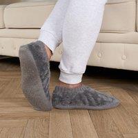 OHS Women's Bed Socks Slipper Teddy Fleece Fluffy Marl Lounge Soft, Charcoal | Size: Medium/Large