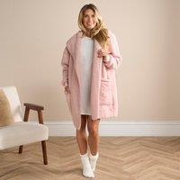 OHS Women's Womens Cardigan Warm Teddy Fleece Wrap Outwear Pockets - L/XL in Pink | Size: Large/XL