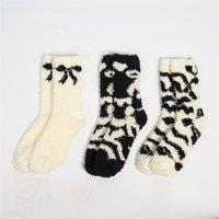 OHS Women's 3 Pair Bows Fluffy Warm Fleece Bed Socks