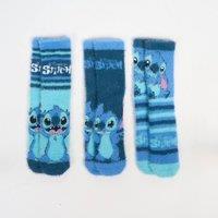 OHS Women's 3 Pair Stitch Fluffy Warm Fleece Bed Socks in Blue