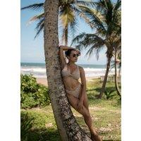 Gini London Women's Tan Textured Twisted Stripe Bikini Top in Light Tan | Size: 8